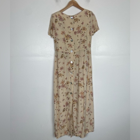 Claude Rene VTG Floral Maxi Dress Sz 4 Pleated Mother Pearl Buttons Cottagecore - Picture 6 of 14